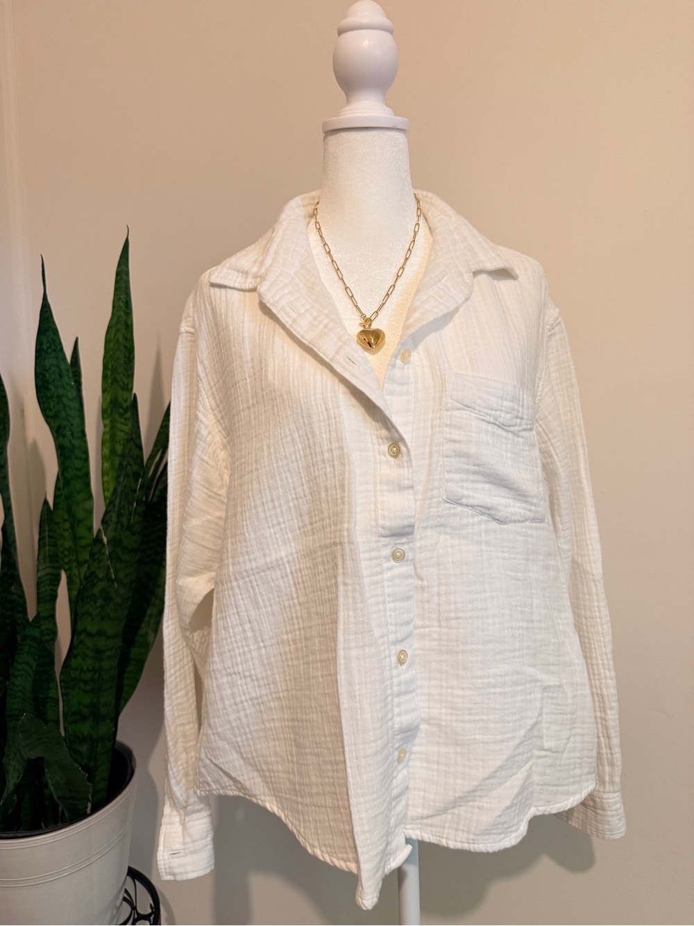 GAP | “The Big Shirt” Button-Up, White Cotton Gauze